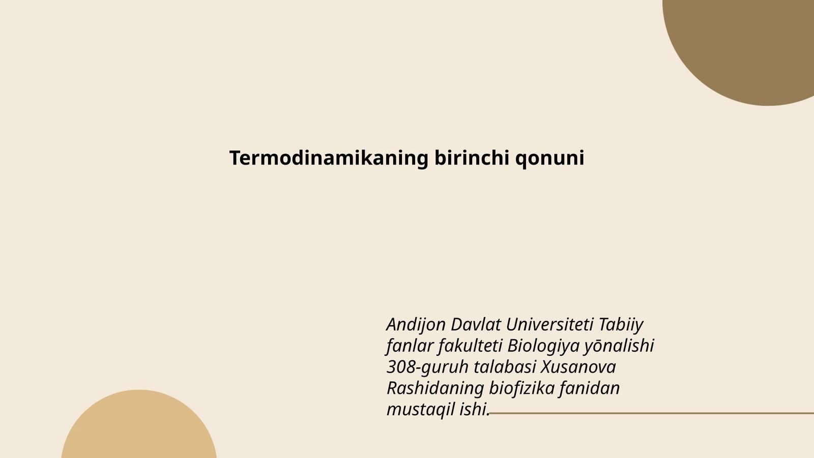 Termodinamikaning birinchi qonuni