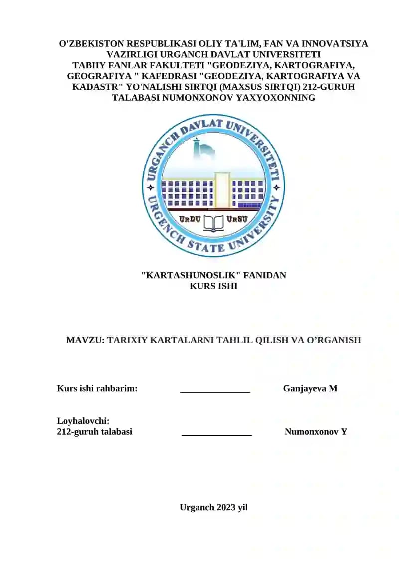 TARIXIY KARTALARNI TAHLIL QILISH VA O’RGANISH