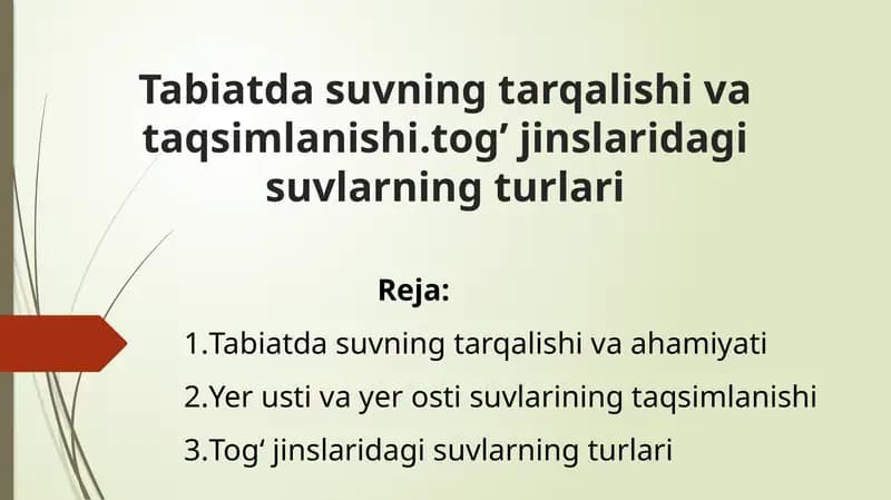 Tabiatdasuvning tarqalishi va taqsimlanishi