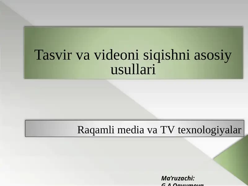 Raqamli media va TV texnologiyalar