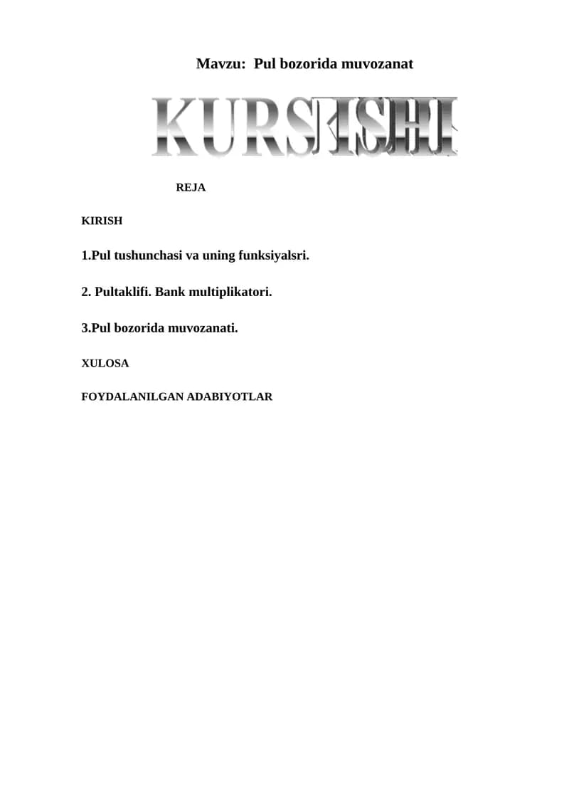 Pul bozorida muvozanat