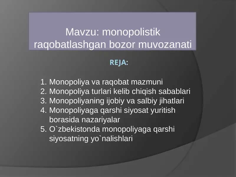 monopolistik raqobatlashgan bozor muvozanati