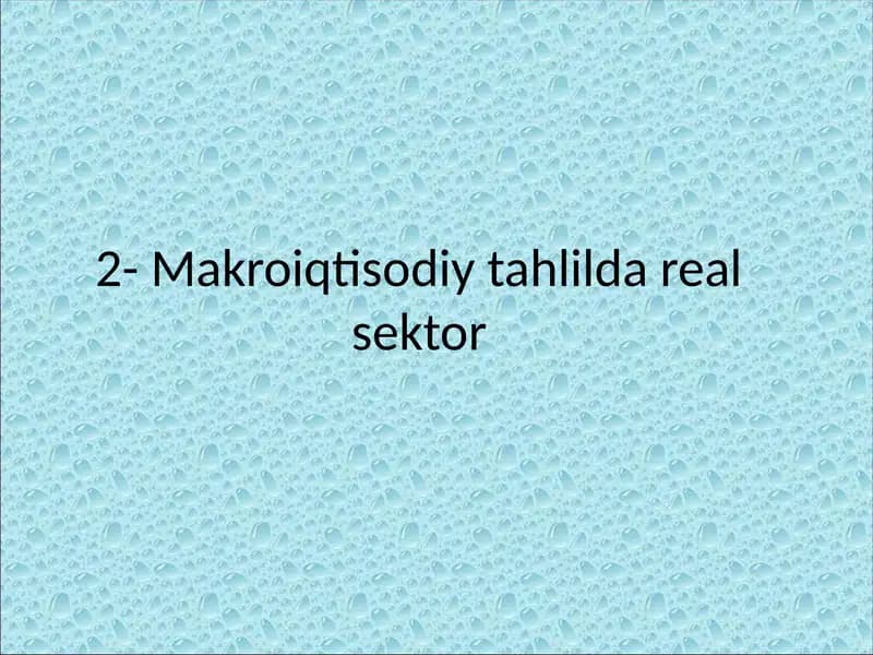 Makroiqtisodiy tahlilda real sektor