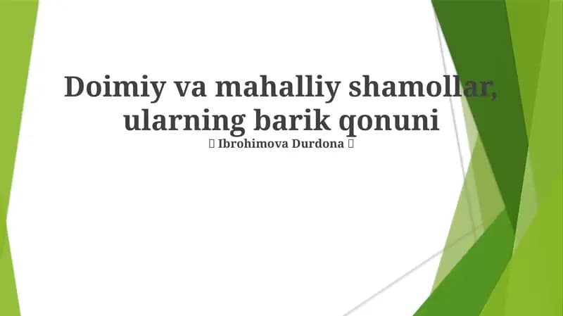 Doimiy va mahalliy shamollar
