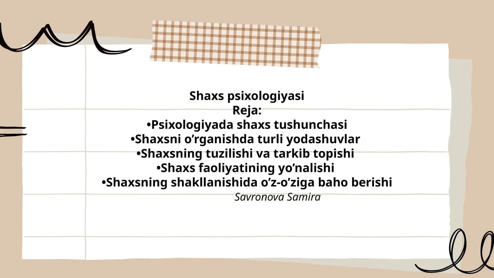 Shaxs psixologiyasi