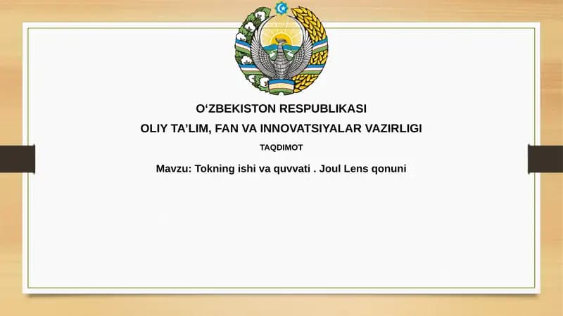 Elektr toki ishi va quvvati