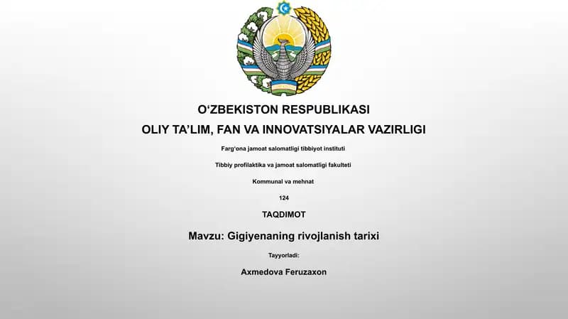 Gigiyenaning rivojlanish tarixi