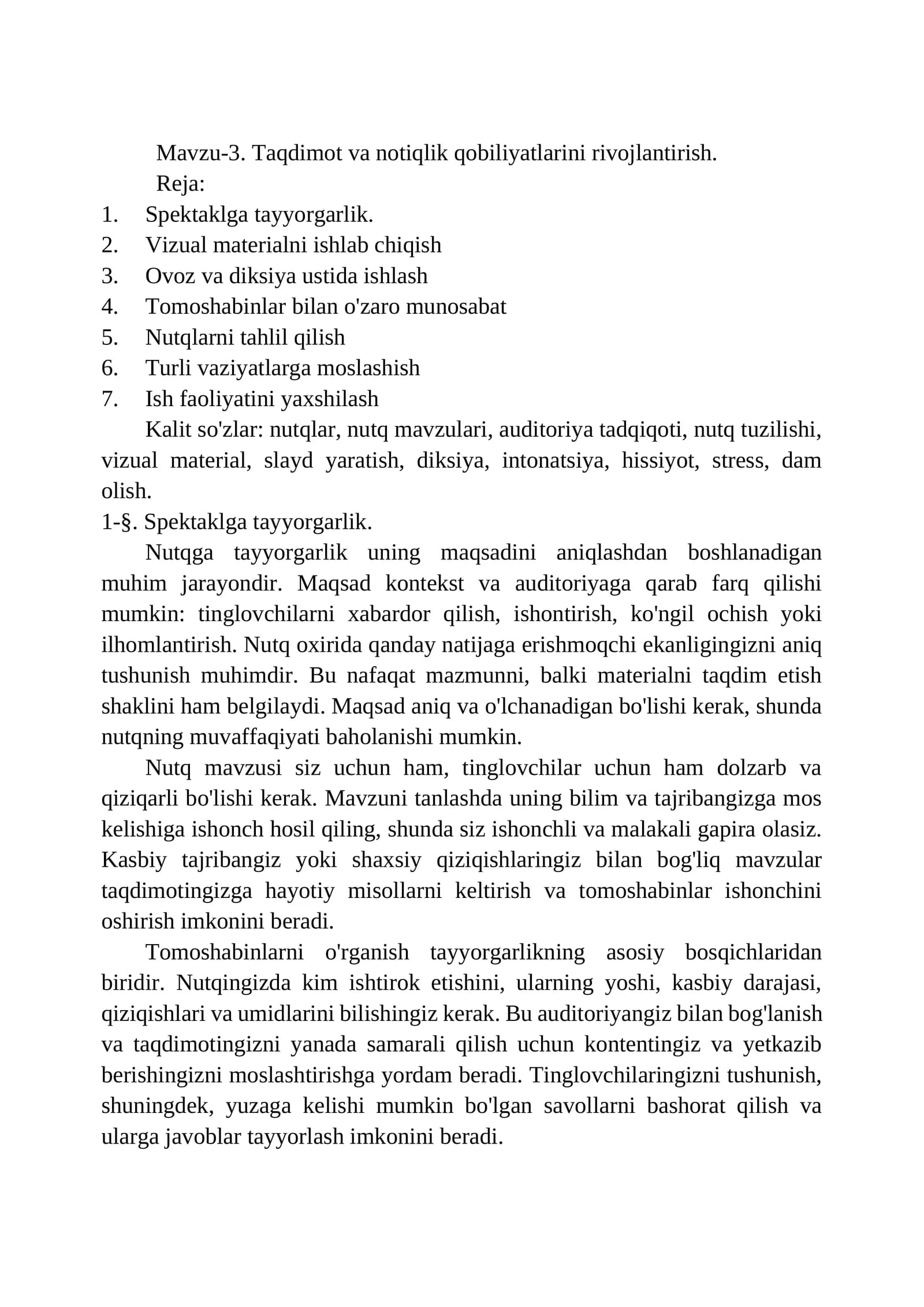 Spektaklga tayyorgarlik