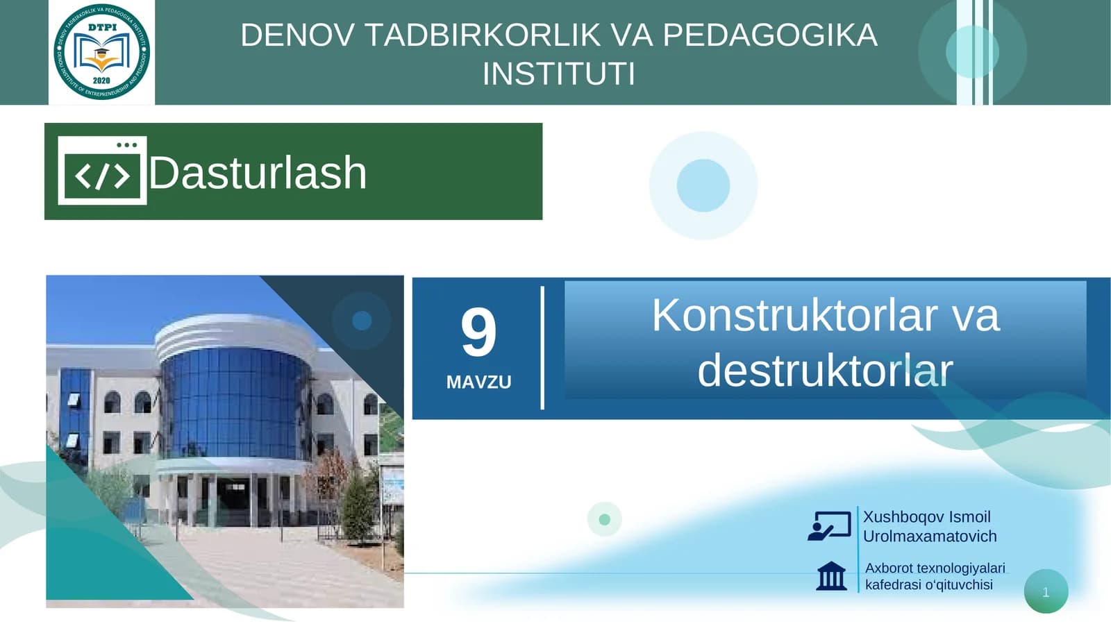 Konstruktorlar va destruktorlar