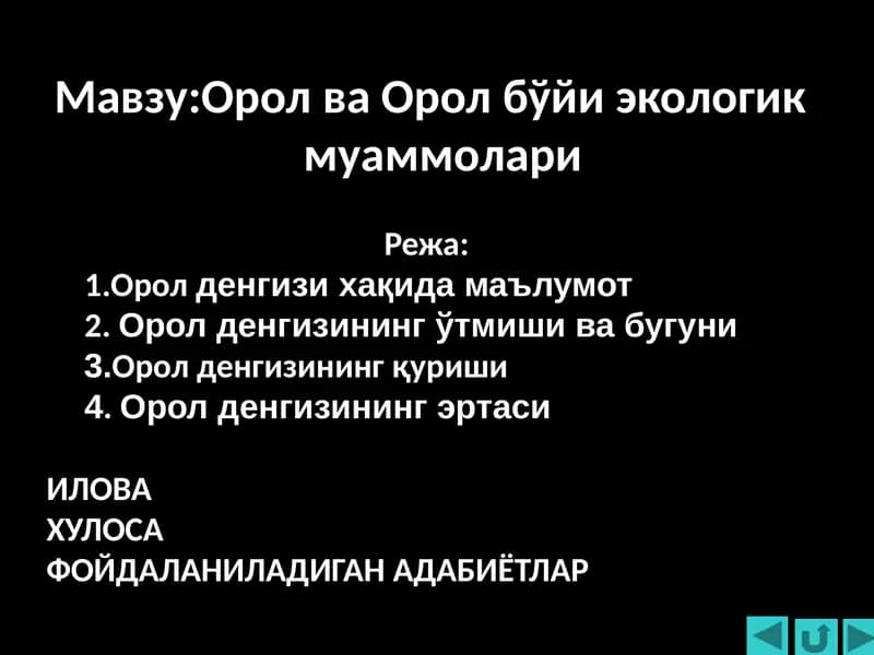 Орол ва Орол бўйи экологик муаммолари