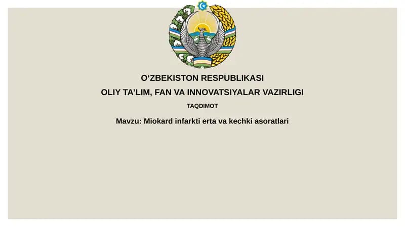 Miokard infarkti erta va kechki asoratlari