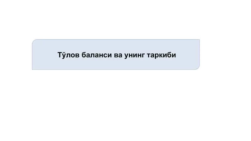 Тўлов баланси ва унинг таркиби
