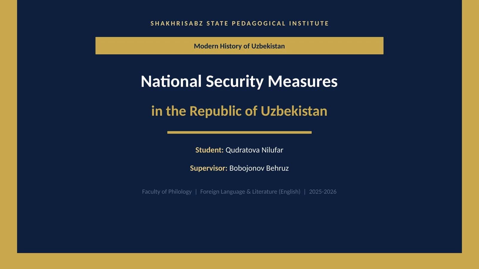 Modern History of Uzbekistan