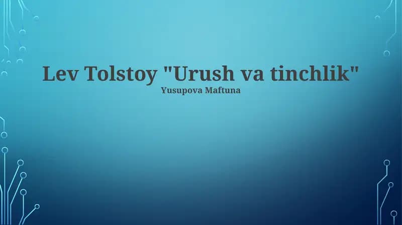 Urush va tinchlik