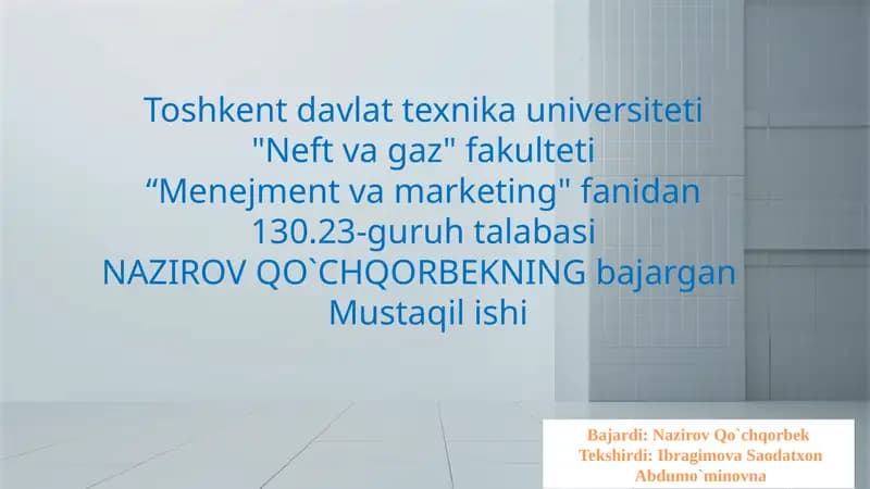 Menejment va marketing fanidan