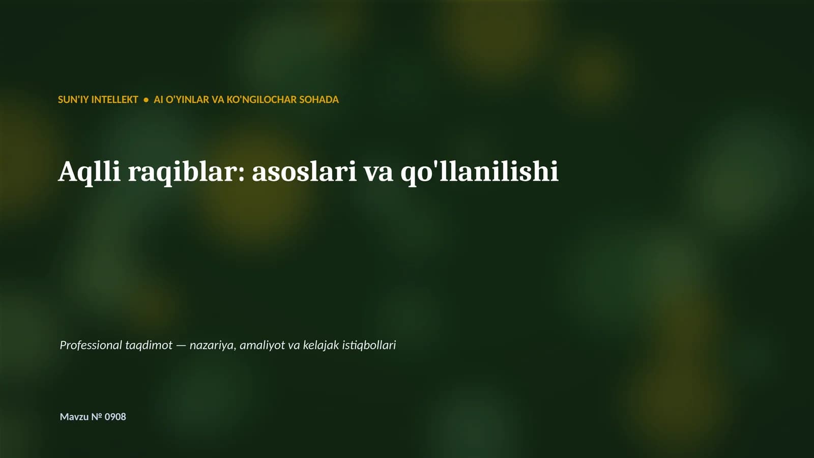 Professional taqdimot — nazariya, amaliyot va kelajak istiqbollari