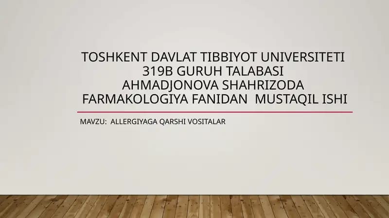 Allergiyaga qarshi vositalar