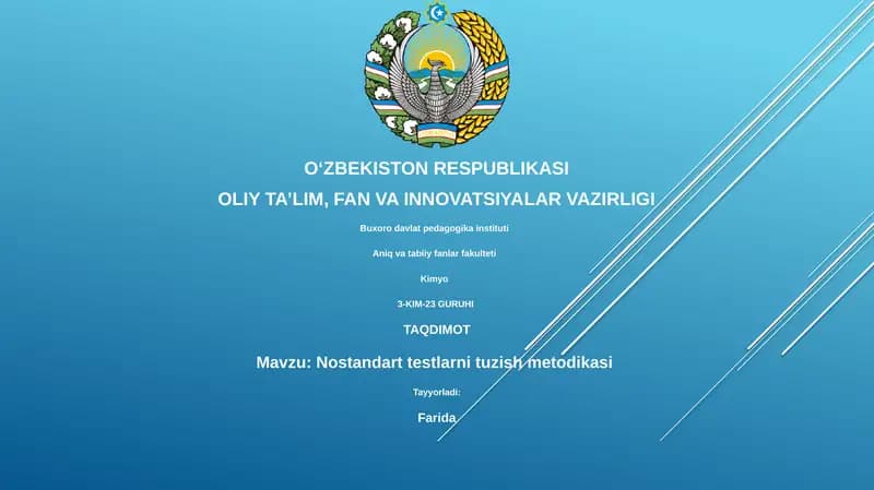 Nostandart testlarni tuzish metodikasi