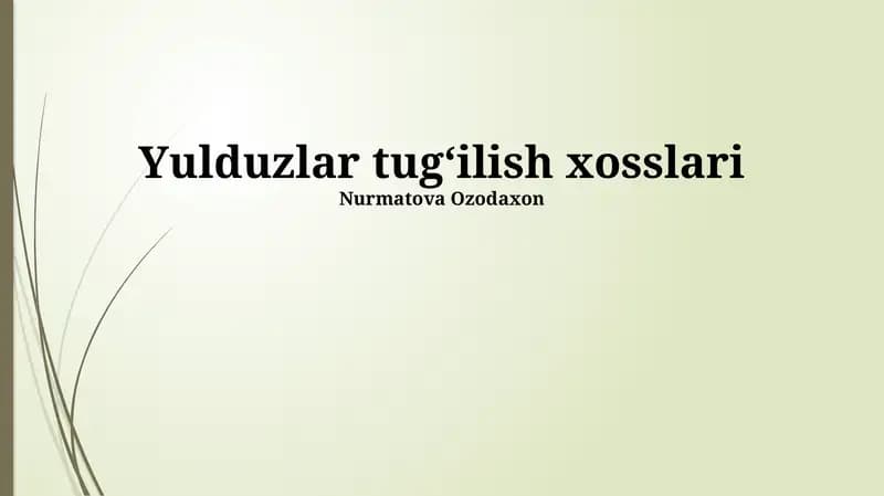 Yulduzlar tugʻilish xosslari