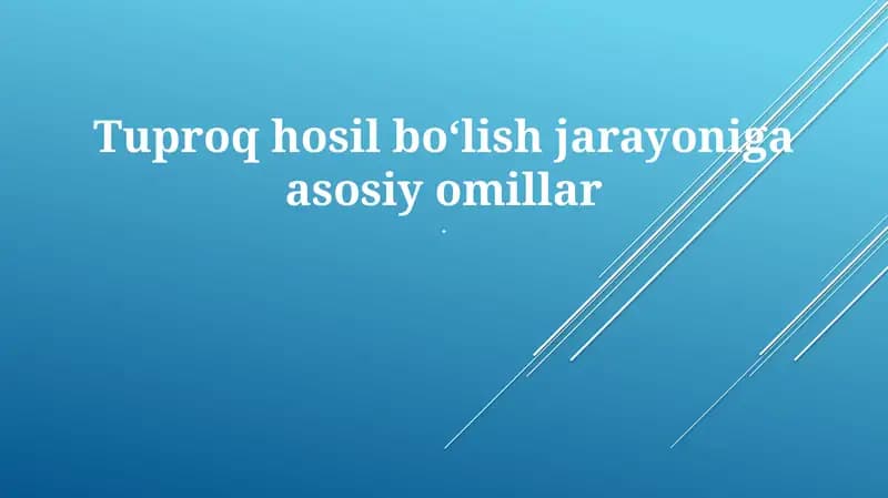 Tuproq hosil bo'lish jarayoni