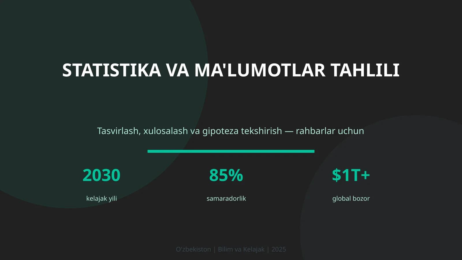 STATISTIKA VA MA'LUMOTLAR TAHLILI