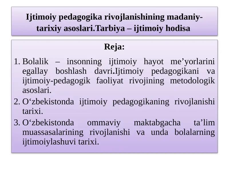 Ijtimoiy pedagogika rivojlanishi tarixi