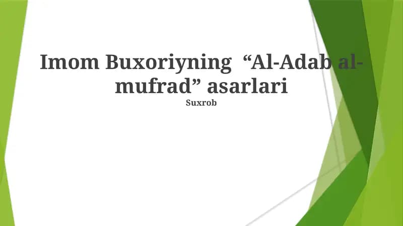 “Al-Adab al-mufrad” asarlari