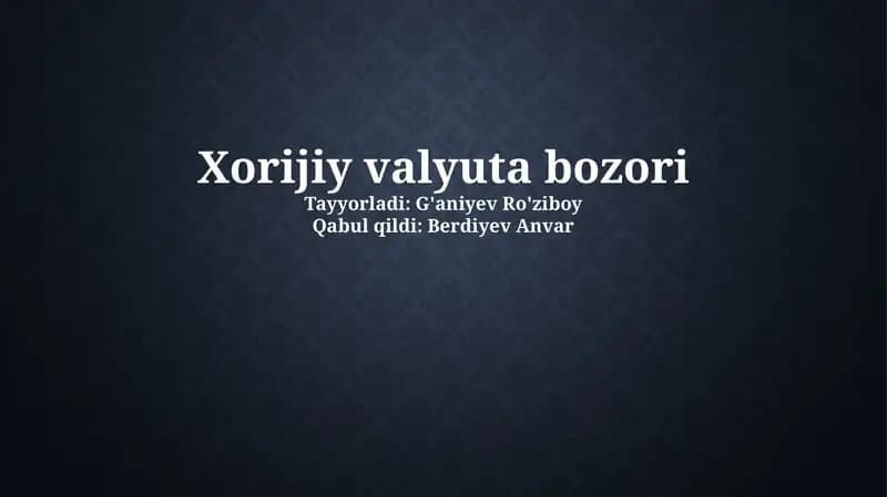 Valyuta ayirboshlash bozori