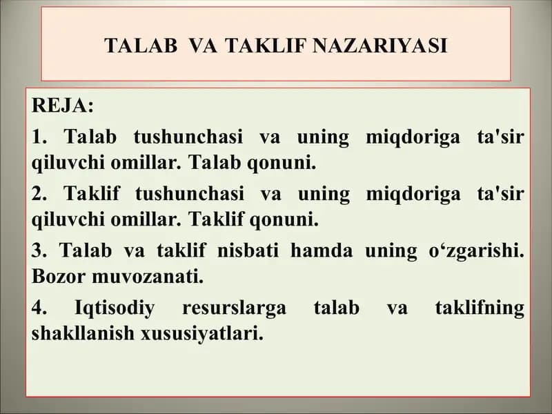 Talab va Taklif Nazariyasi