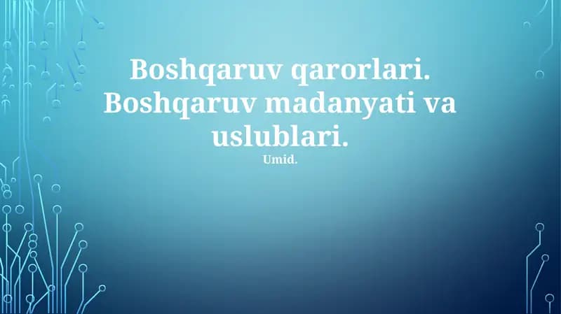 Boshqaruv Qarorlari