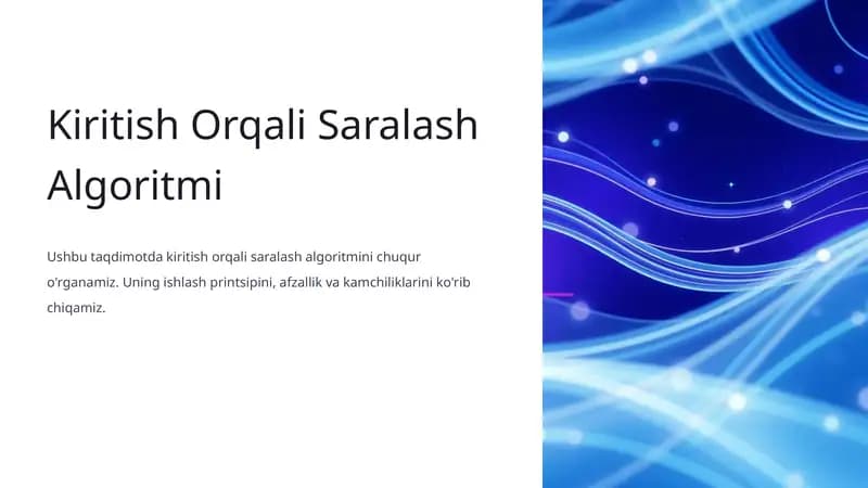 Kiritish Orqali Saralash Algoritmi