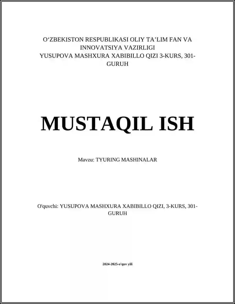 Turing Mashinalar