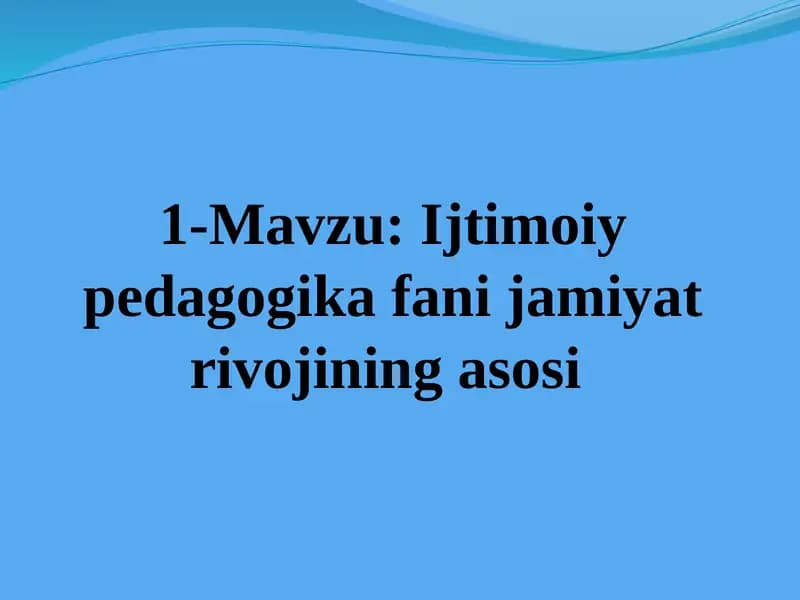 Ijtimoiy Pedagogika Fan