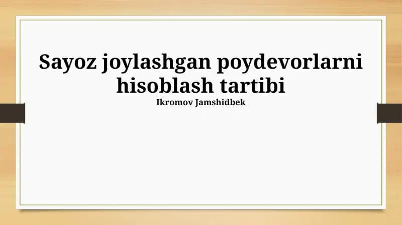 Sayoz joylashgan poydevorlarni hisoblash tartibi