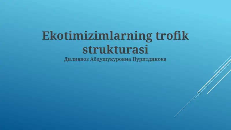 Ekotimizimlarning trofik strukturasi
