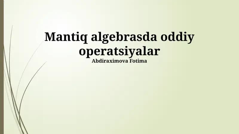 Mantiq algebrasi