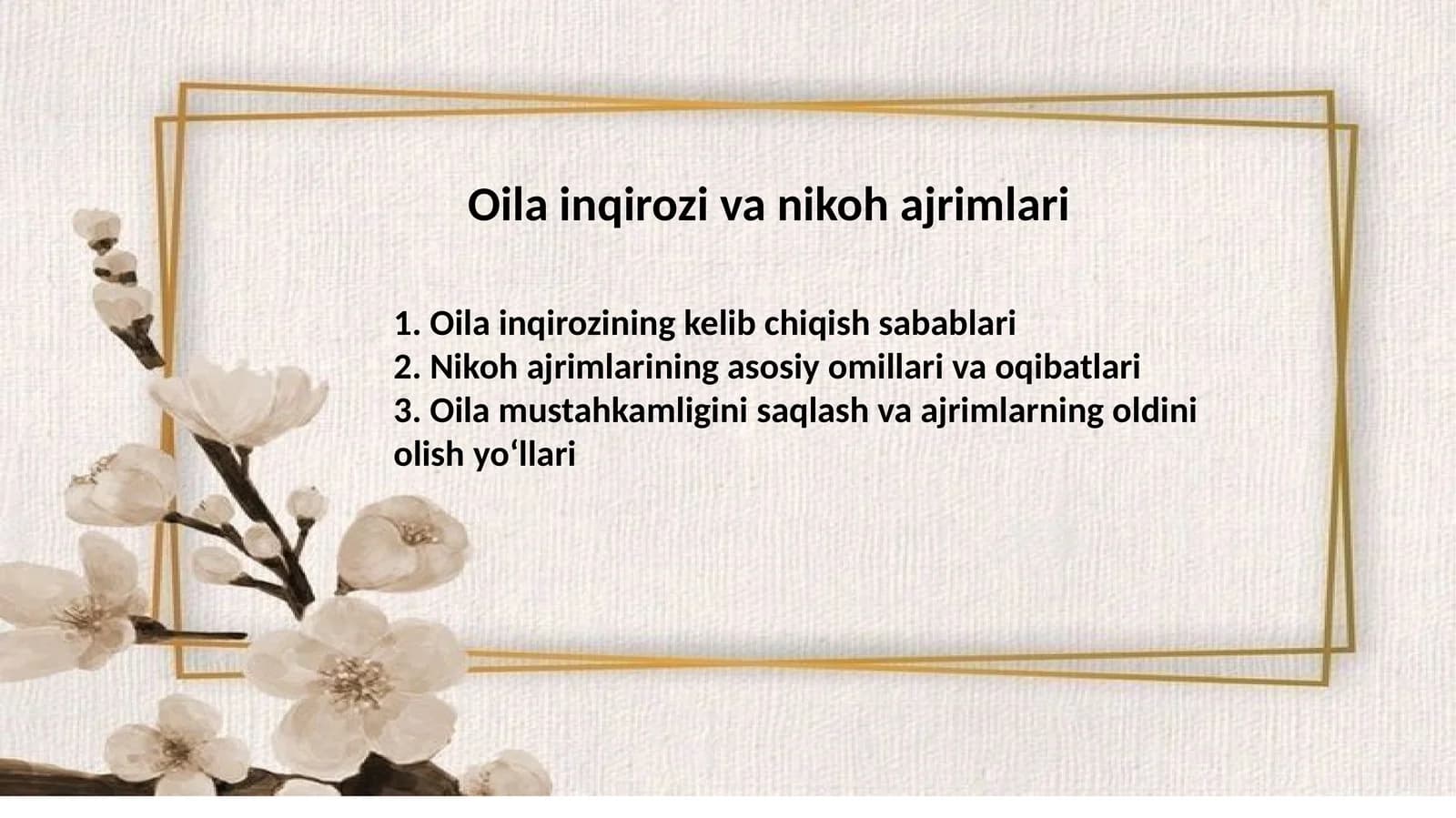 Oila inqirozi va nikoh ajrimlari