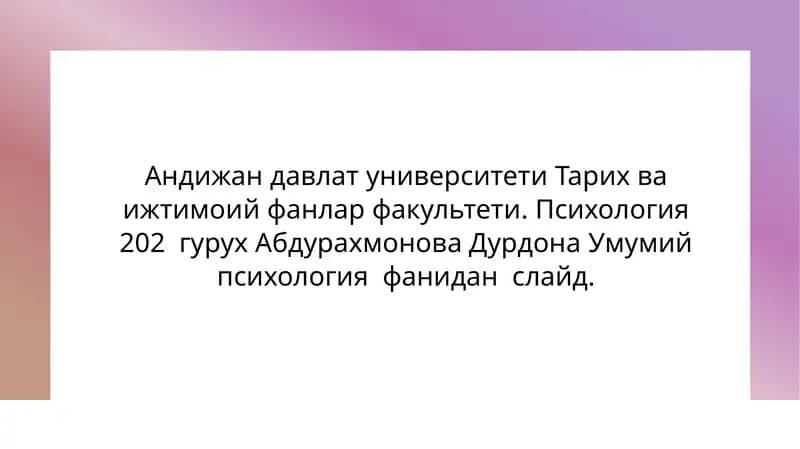 Umumiy psixologiya