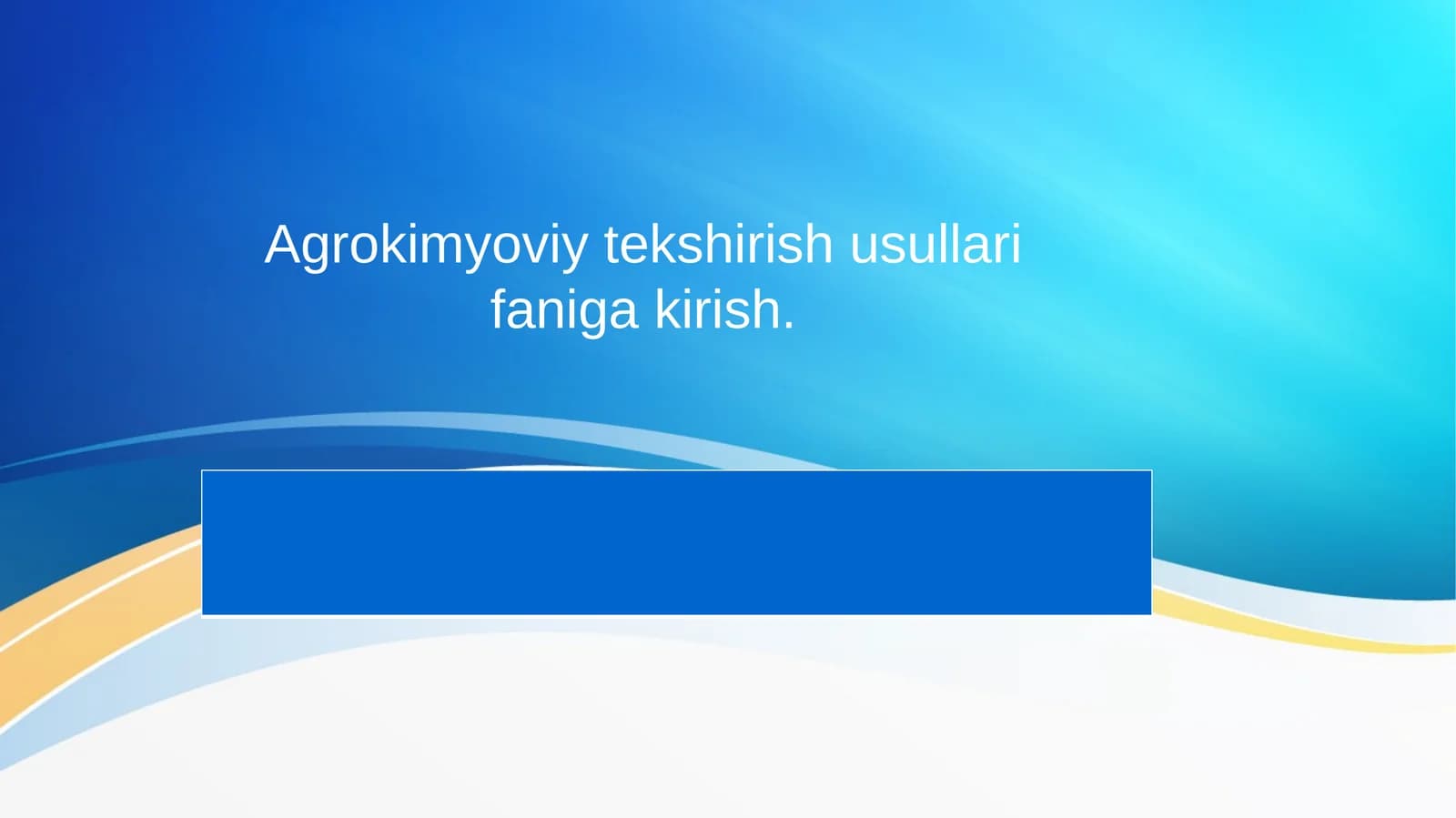 Agrokimyoviy tekshirish usullari faniga kirish