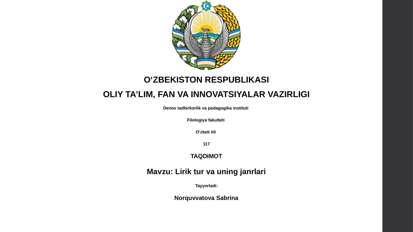 Lirik tur va uning janrlari