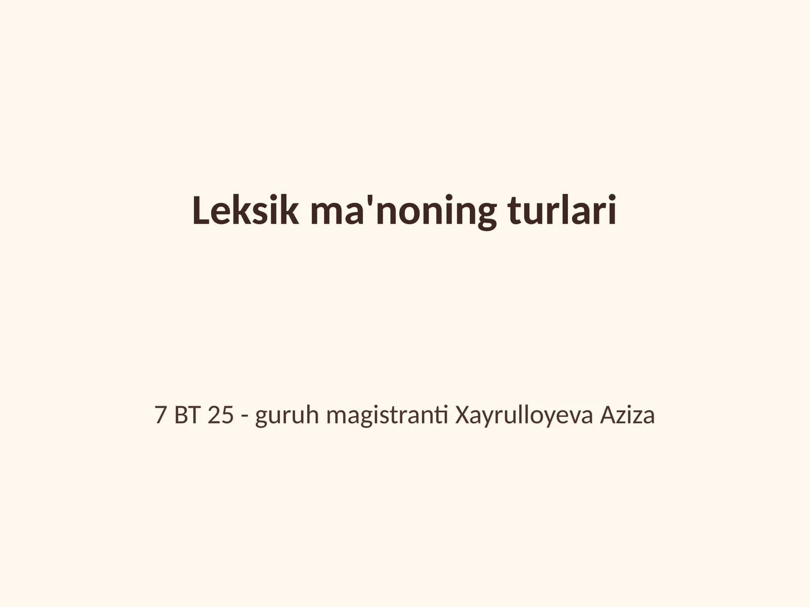 Leksik ma'noning turlari