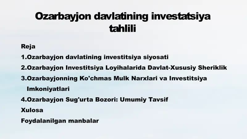 Ozarbayjon investitsiya siyosati