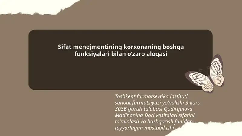 Dori vositalari sifatini taʼminlash va boshqarish