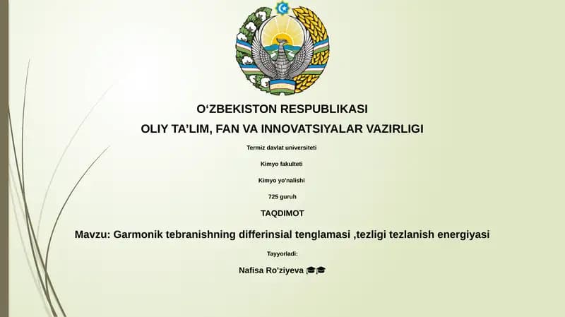 Harmonik tebranishning differensial tenglamasi