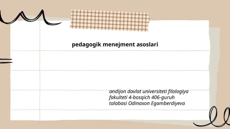 Pedagogik menejment asoslari
