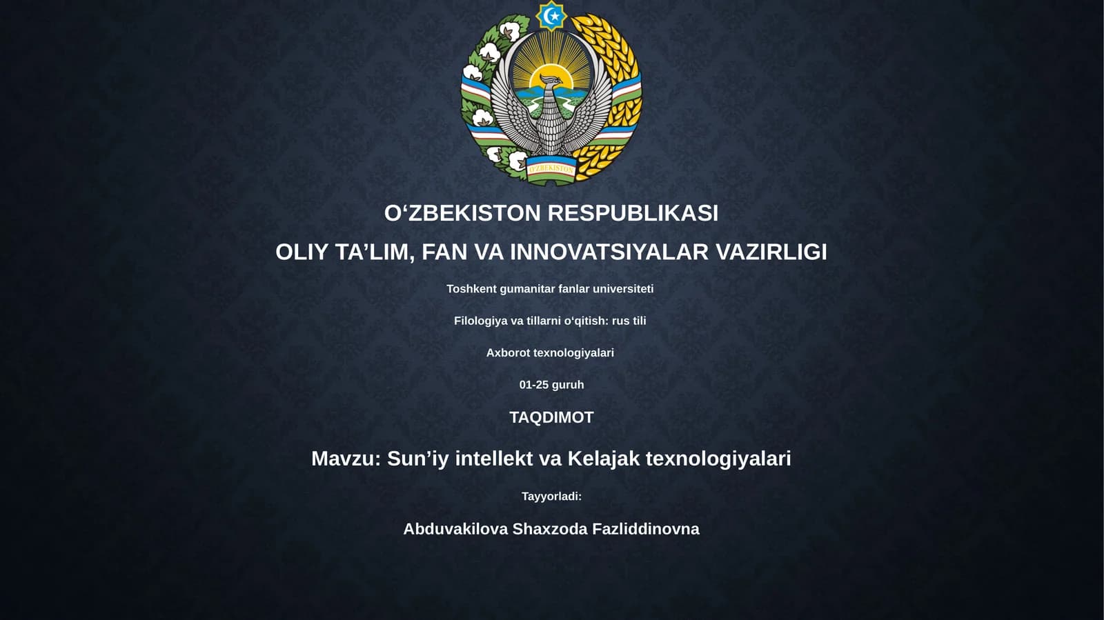 Sun’iy intellekt va Kelajak texnologiyalari