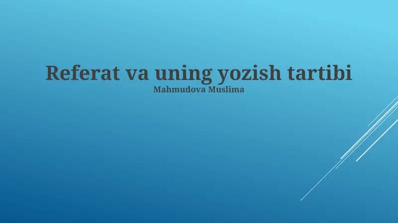 Referat va uning yozish tartibi