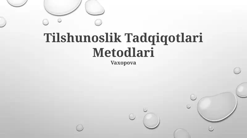 Tilshunoslik Tadqiqotlari Metodlari