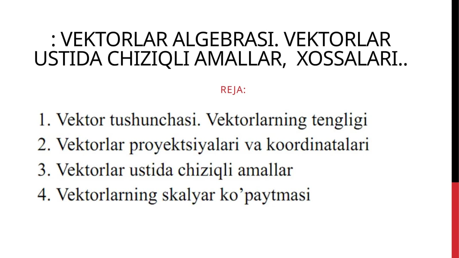 Vektorlar algebrasi