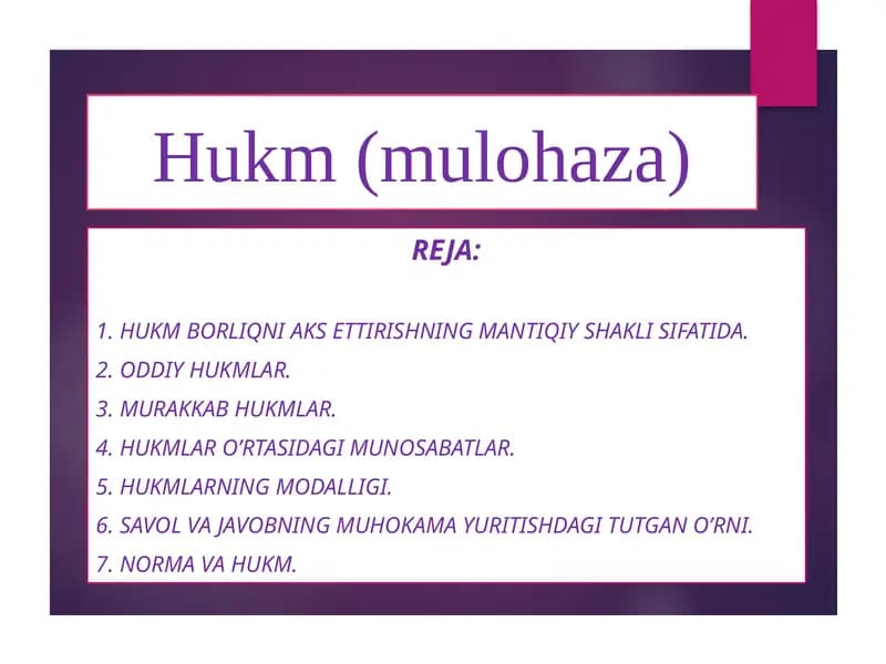 Hukm(mulohaza)